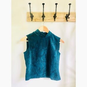 Dark Teal Velvet Crop Top